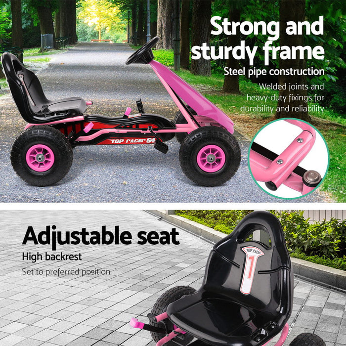 Rigo Kids Pink Race-Style Pedal Go Kart - Baby & Kids > Ride on Cars Go-karts & Bikes