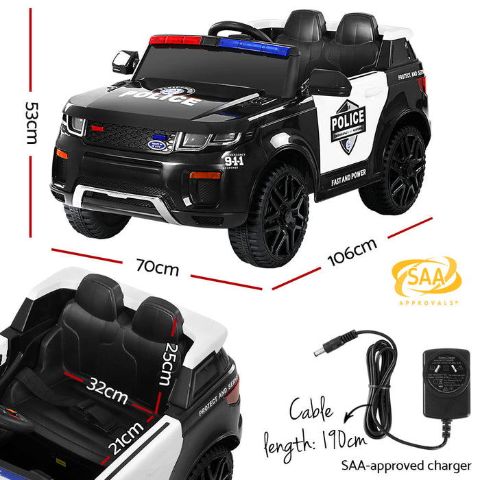 Rigo Kids Police Patrol Electric Ride On Car - Black