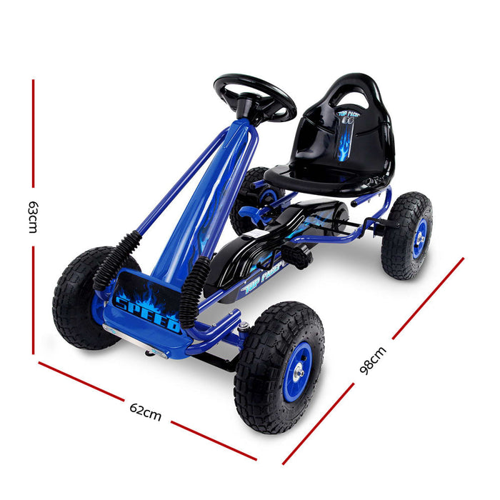 Rigo Kids Racing Pedal Go Kart Blue steel frame