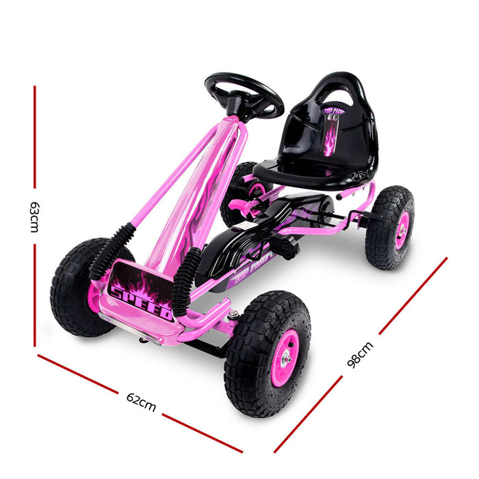 Rigo Kids Racing Pedal Go Kart Pink steel frame