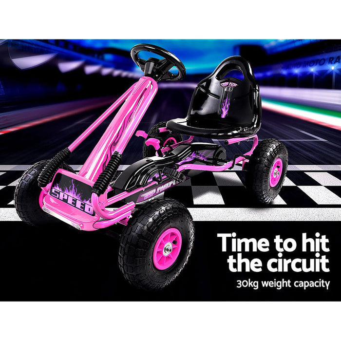 Rigo Kids Racing Pedal Go Kart Pink full view