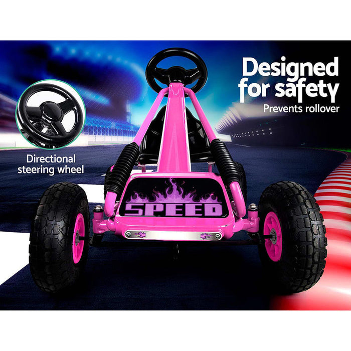 Rigo Kids Racing Pedal Go Kart Pink chain guard