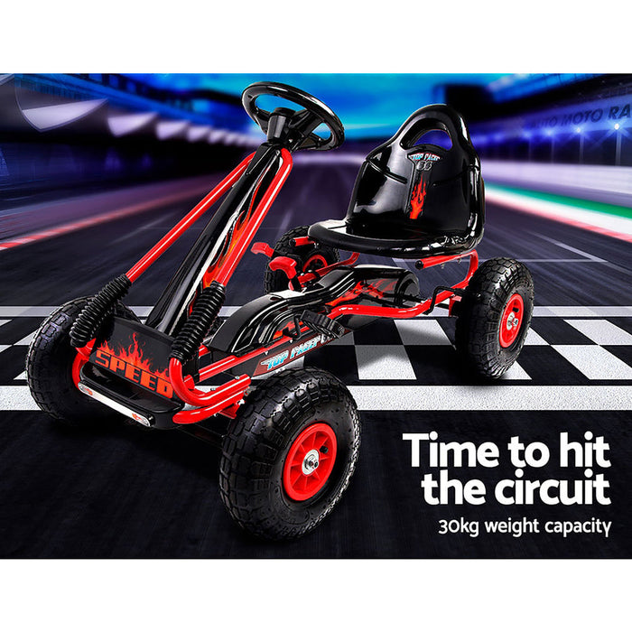 Rigo Kids Racing Pedal Go Kart Red full view