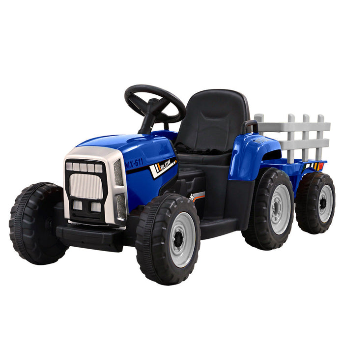 Rigo Kids Tractor Trailer Electric Ride On Car - Blue - Kids Ride on Car