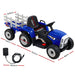 Rigo Kids Tractor Trailer Electric Ride On Car - Blue - Kids Ride on Car