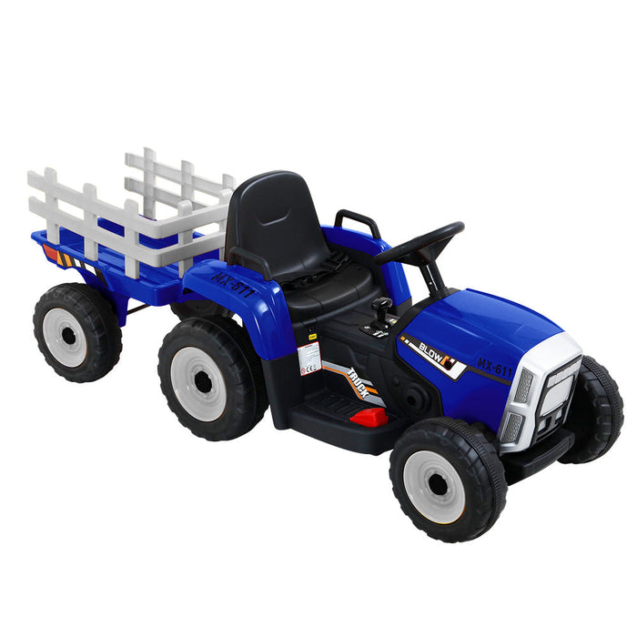 Rigo Kids Tractor Trailer Electric Ride On Car - Blue - Kids Ride on Car