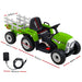 Rigo Kids Tractor Trailer Electric Ride On Car Green LED headlights