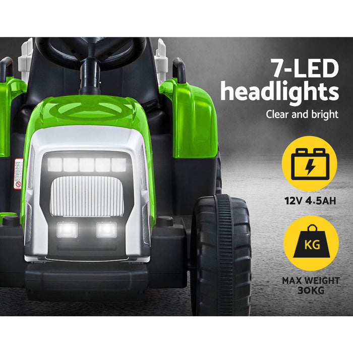 Rigo Kids Tractor Trailer Electric Ride On Car Green rear view