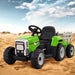 Rigo Kids Tractor Trailer Electric Ride On Car Green with trailer