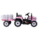 Rigo Kids Tractor Trailer Electric Ride On Car Pink steering wheel