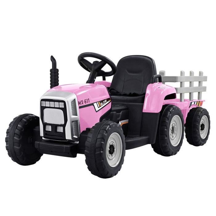 Rigo Kids Tractor Trailer Electric Ride On Car Pink