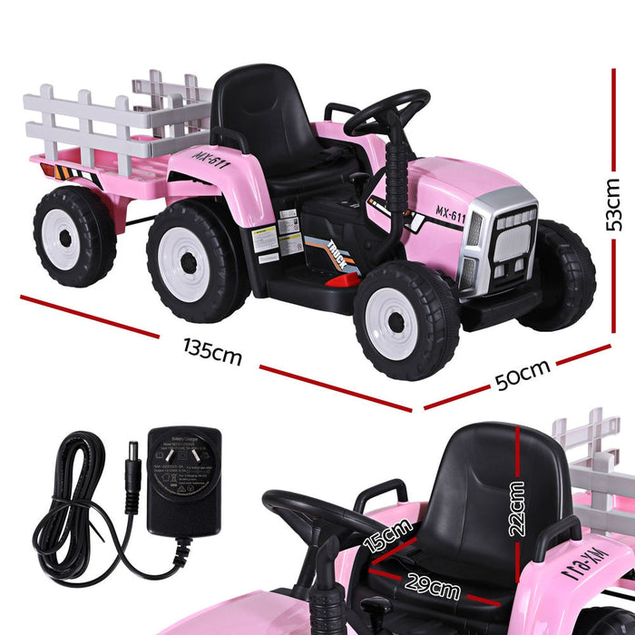 Rigo Kids Tractor Trailer Electric Ride On Car Pink trailer