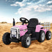 Rigo Kids Tractor Trailer Electric Ride On Car Pink full view