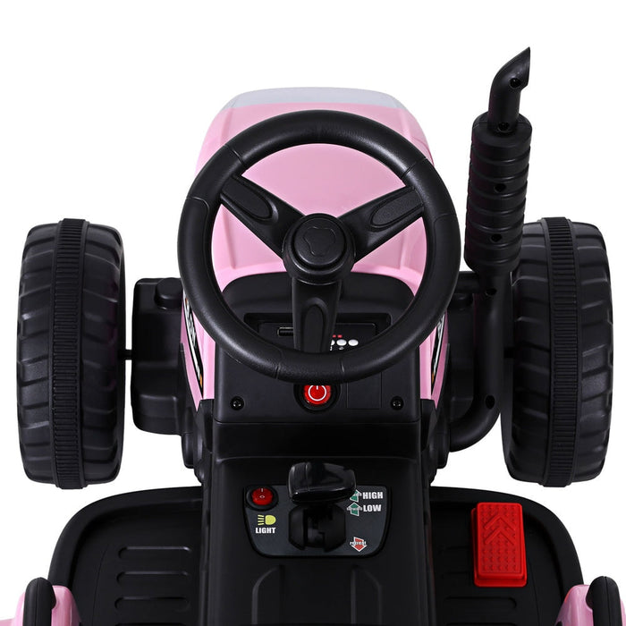 Rigo Kids Tractor Trailer Electric Ride On Car Pink safety seat