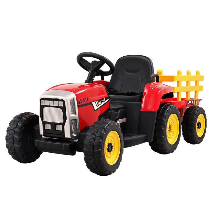 Rigo Kids Tractor Trailer Electric Ride On Car Red