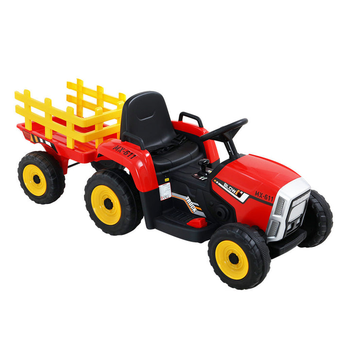 Rigo Kids Tractor Trailer Electric Ride On Car Red steering wheel