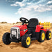 Rigo Kids Tractor Trailer Electric Ride On Car Red with trailer