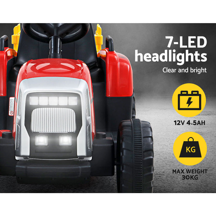 Rigo Kids Tractor Trailer Electric Ride On Car Red rear view