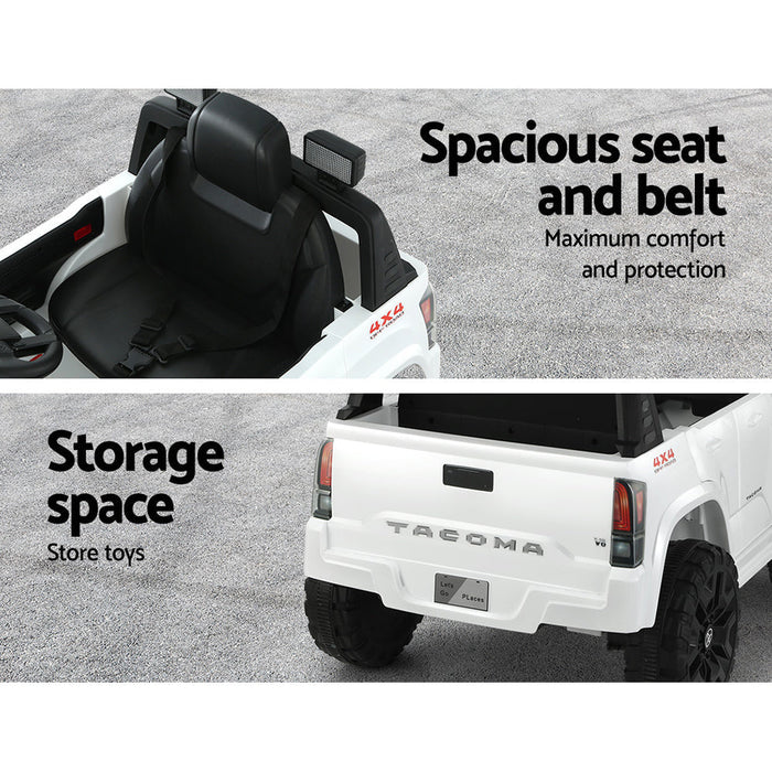 Toyota Tacoma Car Kids Ride On White side view