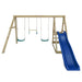 Winston 4-Station Timber Swing Set with Slide - with Blue Slide - Mid Swing Sets