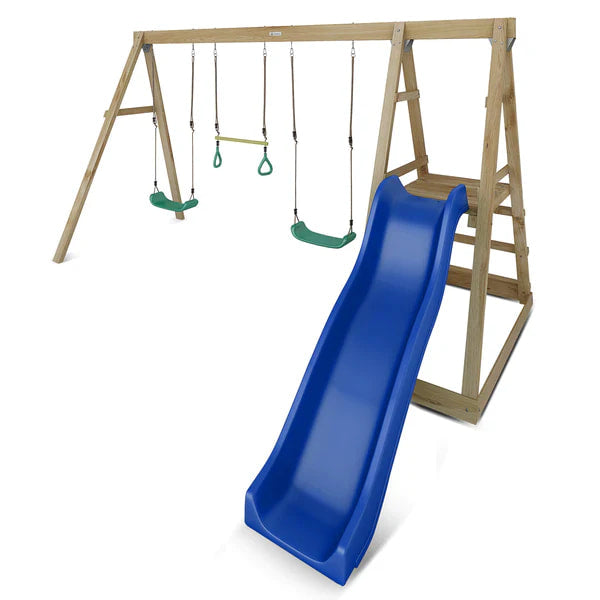 Winston 4-Station Timber Swing Set with Slide - Mid Swing Sets