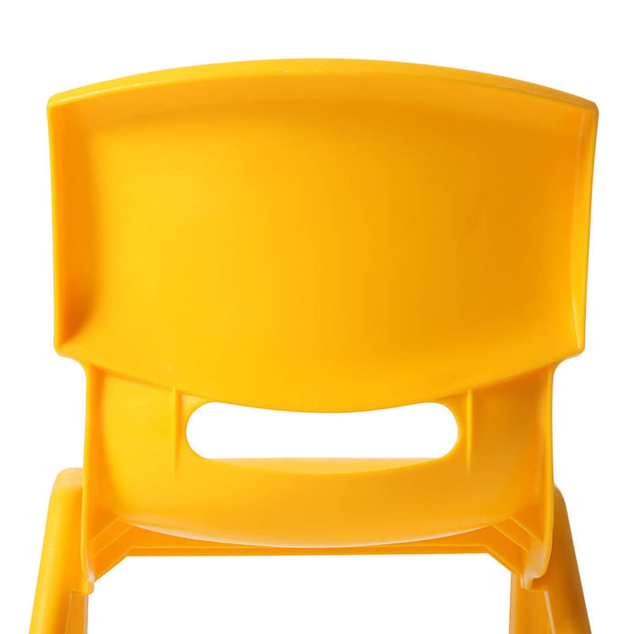Close up image of the back of 4 Kids Plastic Chairs - yellow chair