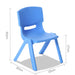 Full image of 4 Kids Plastic Chairs - blue chair with dimension and white background