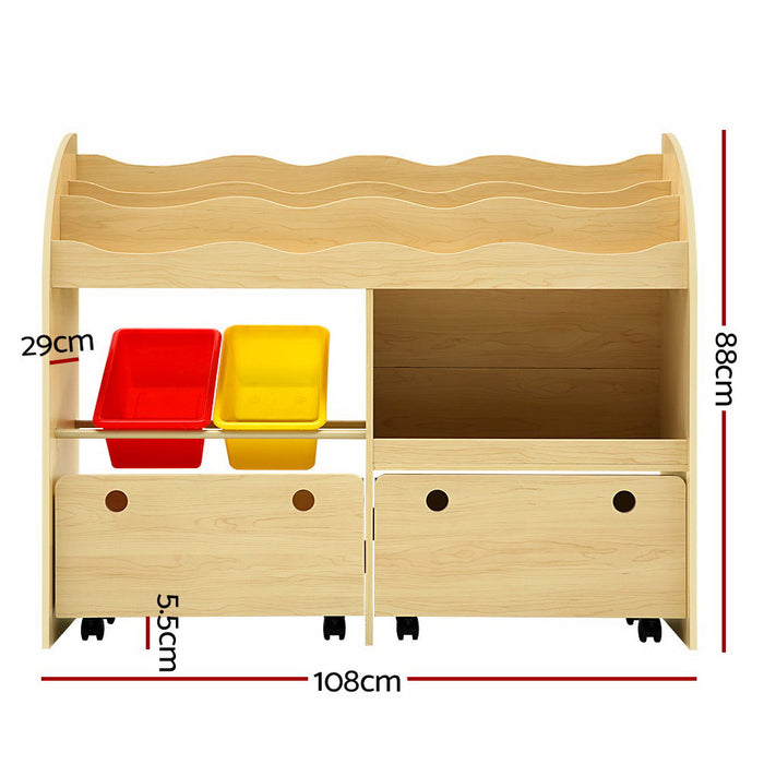 Keezi 3 Tier Bookshelf with Bins and Drawers
