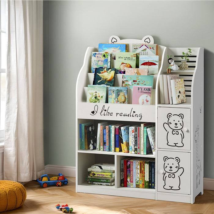 Keezi 4 Tiers White Kids Bookshelf and Storage Organiser