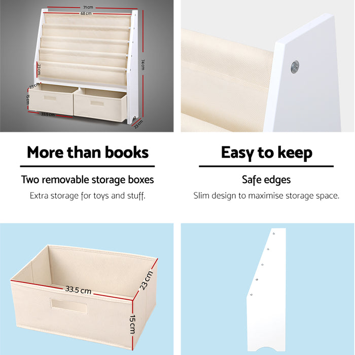 Keezi Sling Bookshelf with Removable Storage Boxes