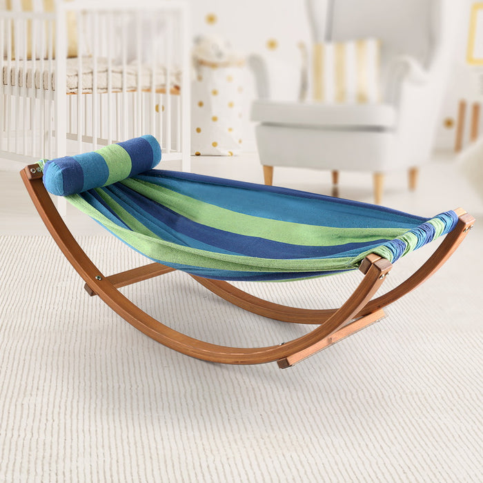 Kids Hammock Blue and Green Bed