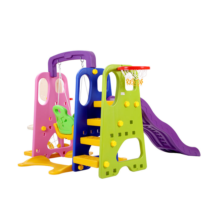 Keezi Kids 7-in-1 Slide and Swing with Basketball and Soccer Playset