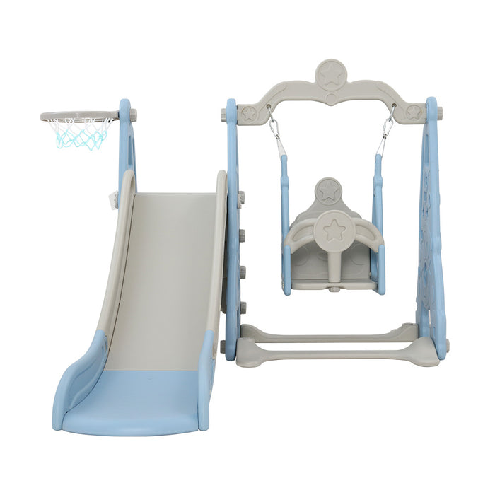 Keezi Toddler Slide and Blue Swing with Basketball Set