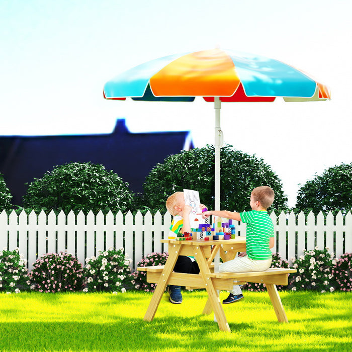 Keezi Kids Picnic Table with Attached Bench and Umbrella