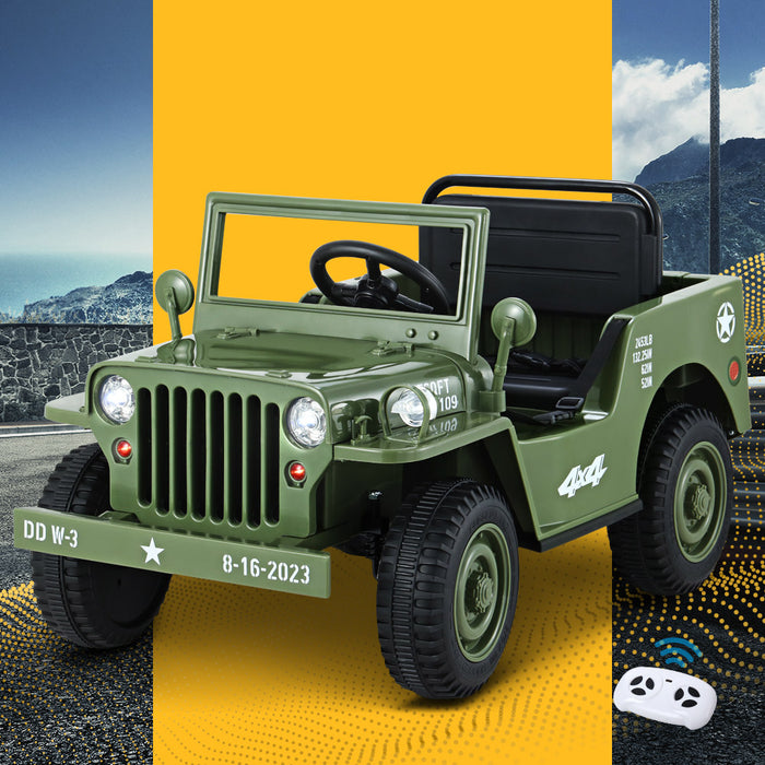 Rigo Kids Off Road Military Ride On Car - Olive Green