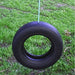 1 point Vertical Tyre Swing outside with  grass in background