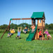 Full view image of Lakewood Swing And Play Set with children playing in an outdoor background
