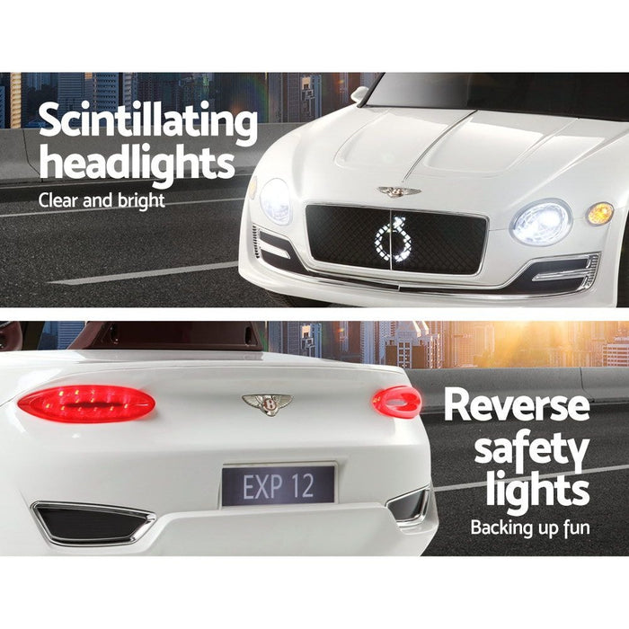 Bentley EXP12 Ride on Car - scintillating headlights clear and bright; reverse safety lights