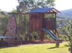 Medium Fort Cubby House - fully designed with swing set and rockwall