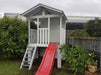Medium Fort Cubby House - painted in full white with red slide
