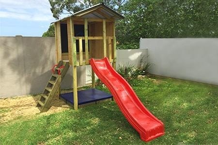 Small Fort Cubby House - unpainted with red slide