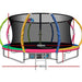 Everfit 14FT Trampoline Round Trampolines With Basketball Hoop Kids Present Gift Enclosure Safety Net Pad Outdoor Multi-coloured - Sports &