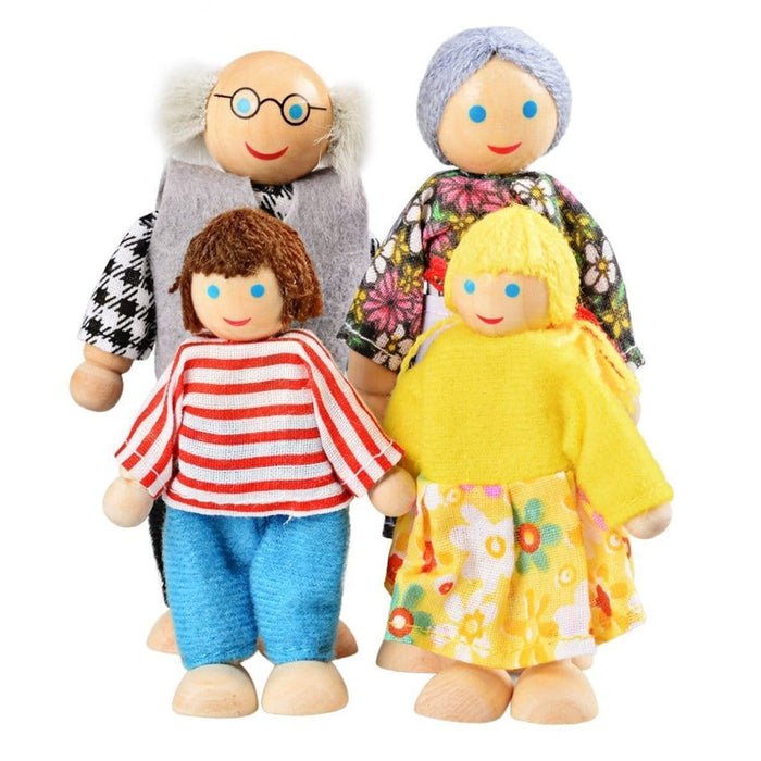 Family of 7 Dolls - grandfather; grandmother; brother; sister