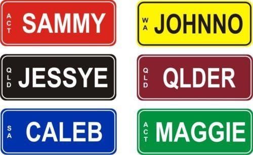 FREE Personalised Kids Number Plate - actual samples in different colors