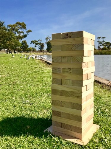 Giant Jenga Wooden Block Game - outdoor background