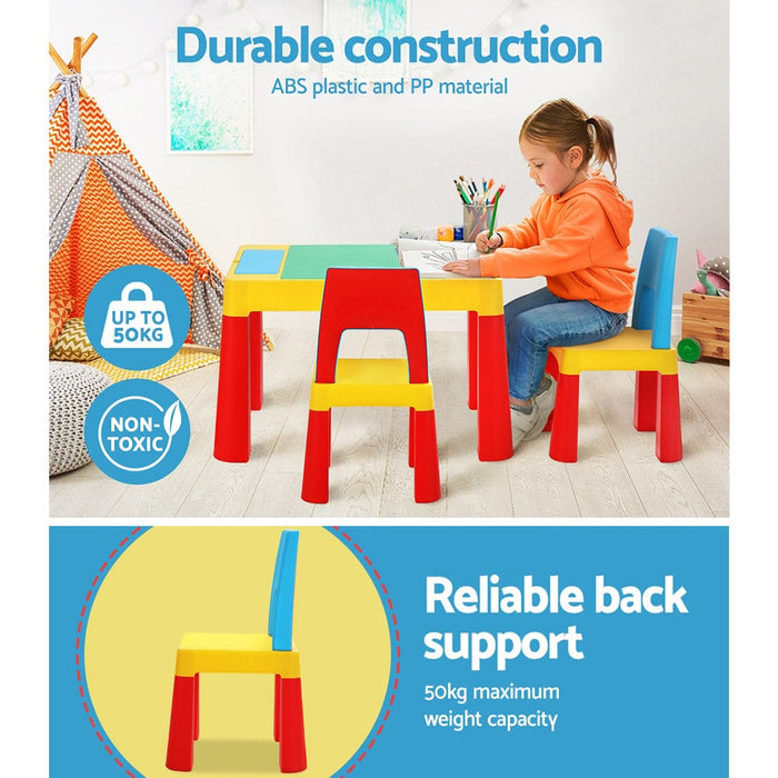 Keezi 3PCS Kids Table and Chairs Set Activity Chalkboard Toys Storage Box Desk - Baby & Kids > Kid’s Furniture