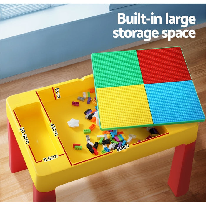 Keezi 3PCS Kids Table and Chairs Set Activity Chalkboard Toys Storage Box Desk - Baby & Kids > Kid’s Furniture
