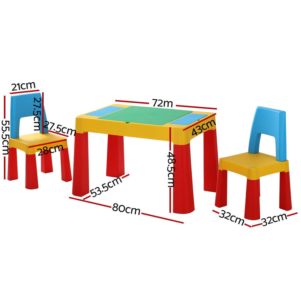 Keezi Kids Reversible Desk Table and Chairs Set with Storage and Build ...