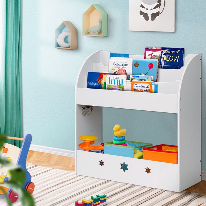 Keezi Kids Bookshelf Children Toy Storage Magazine Rack Organiser Bookcase White - Baby & Kids > Kid’s Furniture