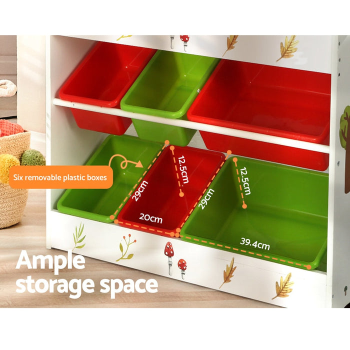 Keezi Kids Bookshelf Toy Box Organiser Children 6 Bins Display Shelf Storage Box - Baby & Kids > Kid’s Furniture